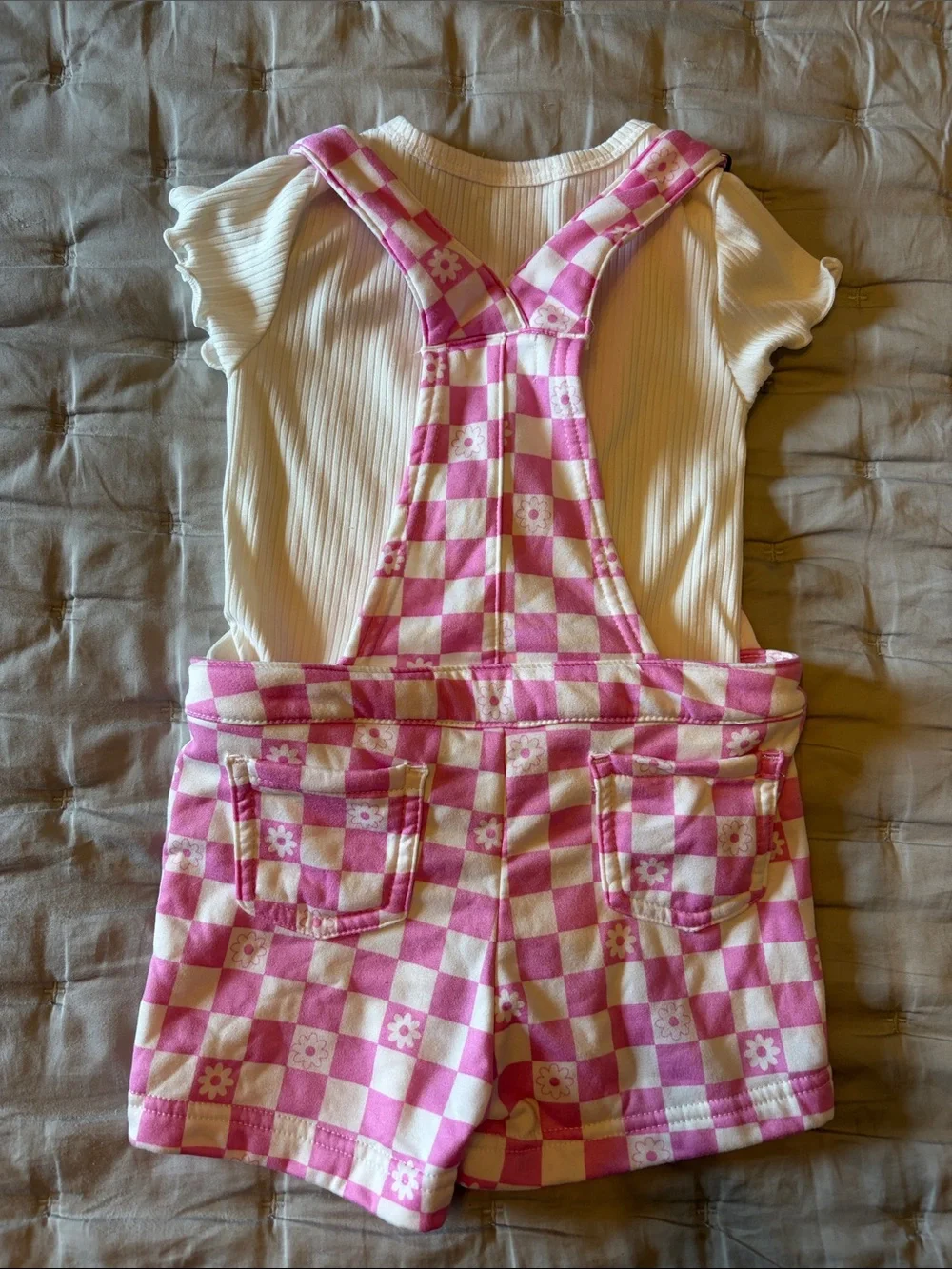 Girls 5 Checkered Overalls